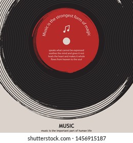 Musical poster for your design. Music elements design for card, invitation, flyer. Music background vector illustration. Vinyl record. 