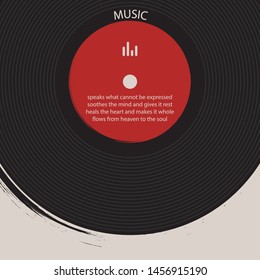 Musical poster for your design. Music elements design for card, invitation, flyer. Music background vector illustration. Vinyl record. 