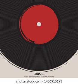 Musical poster for your design. Music elements design for card, invitation, flyer. Music background vector illustration. Vinyl record. 