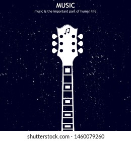 Musical poster for your design. Music elements design for card, invitation, flyer. Music background vector illustration. Vintage poster with guitar.