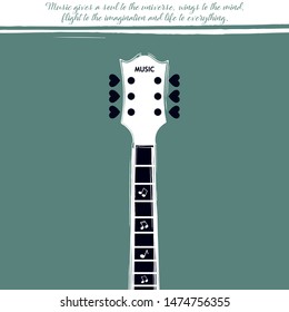 Musical poster for your design. Music elements design for card, invitation, flyer. Music background vector illustration. Vintage poster with guitar.