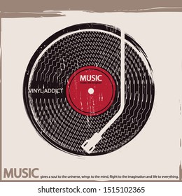 Musical poster for your design. Music elements design for card, invitation, flyer. Music background vector illustration. Vinyl record.