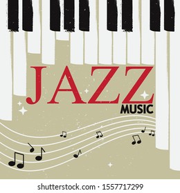 Musical poster for your design. Music elements design for card, invitation, flyer. Music background vector illustration. Music piano keyboard.