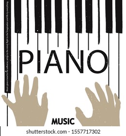 Musical poster for your design. Music elements design for card, invitation, flyer. Music background vector illustration. Music piano keyboard.