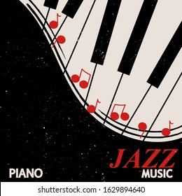 Musical poster for your design. Music elements design for card, invitation, flyer. Music background vector illustration. Music piano keyboard with notes.