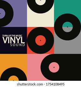 Musical poster for your design. Music elements design for card, invitation, flyer. Music background vector illustration. Vinyl record.