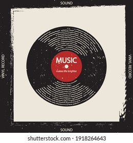 Musical poster for your design. Music elements design for card, invitation, flyer. Music background vector illustration. Vinyl record.