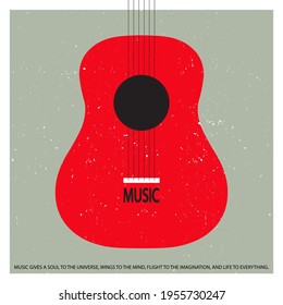 Musical poster for your design. Music elements design for card, invitation, flyer. Music background vector illustration. Vintage poster with guitar. 