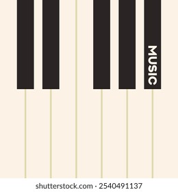 Musical poster for your design. Music elements design for card, invitation, flyer. Music background vector illustration. Music piano keyboard.