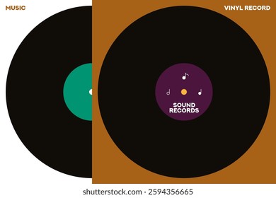 Musical poster for your design. Music design elements for card, invitation, flyer. Music cover. Music background vector illustration. Vinyl record.