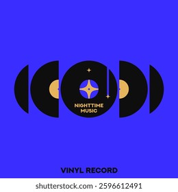 Musical poster for your design. Music design elements for card, invitation, flyer. Music cover. Music background vector illustration. Vinyl record. Star symbol.