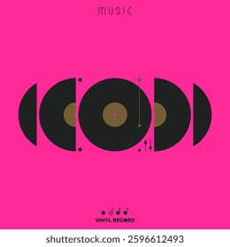 Musical poster for your design. Music design elements for card, invitation, flyer. Music cover. Music background vector illustration. Vinyl record.