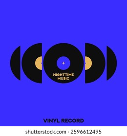 Musical poster for your design. Music design elements for card, invitation, flyer. Music cover. Music background vector illustration. Vinyl record. Star symbol.