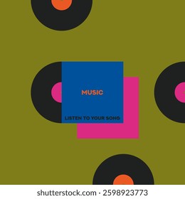 Musical poster for your design. Music design elements for card, invitation, flyer. Music cover. Music background vector illustration. Vinyl record.
