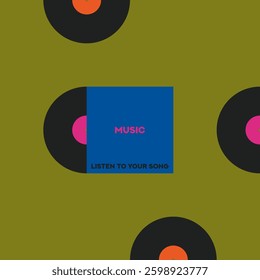 Musical poster for your design. Music design elements for card, invitation, flyer. Music cover. Music background vector illustration. Vinyl record.