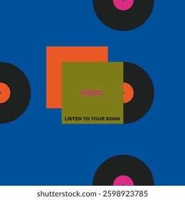 Musical poster for your design. Music design elements for card, invitation, flyer. Music cover. Music background vector illustration. Vinyl record.