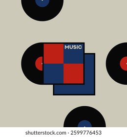 Musical poster for your design. Music design elements for card, invitation, flyer. Music cover. Music background vector illustration. Vinyl record.