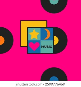 Musical poster for your design. Music design elements for card, invitation, flyer. Music cover. Music background vector illustration. Vinyl record.