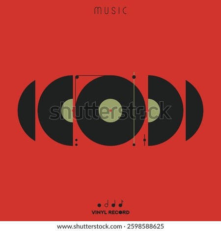 Musical poster for your design. Music design elements for card, invitation, flyer. Music cover. Music background vector illustration. Vinyl record.