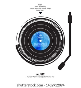 Afiche musical para su diseño con círculo acuático. Diseño de elementos musicales para tarjeta, invitación, volante. Ilustración vectorial de fondo musical. Registro de vinilo.