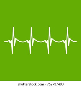 Musical pulse icon white isolated on green background. Vector illustration