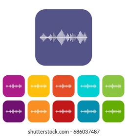 Musical pulse icons set vector illustration in flat style in colors red, blue, green, and other