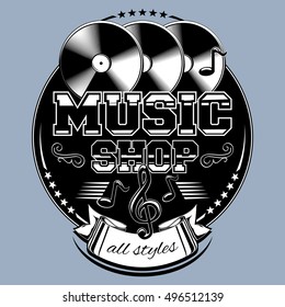 Musical records shop emblem