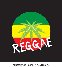 Instrumento de reggae musical y elementos rastafarianos sobre fondo negro