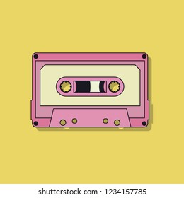 Musical retro cassette in bright colors