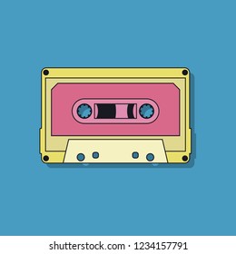 Musical retro cassette in bright colors