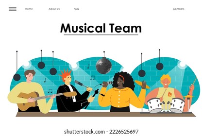 Musical rock band vector website landing page