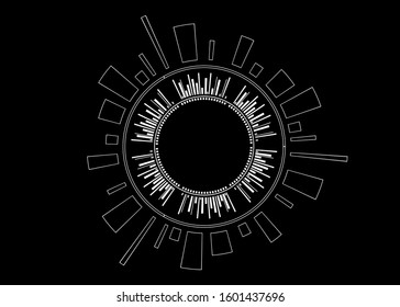 Musical round beat equalizer white color on black background vector