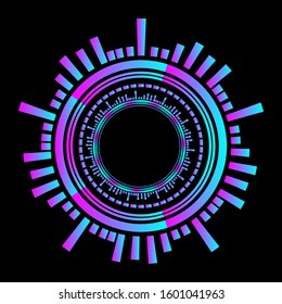 Musical round equalizer neon color. abstract vector background