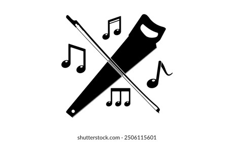 Musical saw, Black Isolated Silhouette