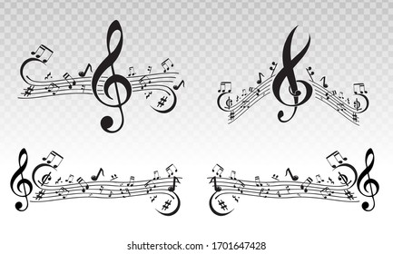 Musical scale symbol or Musical notes on a transparent background.