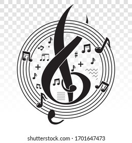 Musical scale symbol or Musical notes on a transparent background.