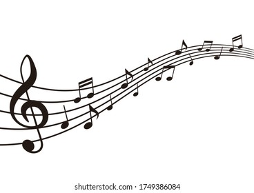 Musical score silhouette illustration (Staves and notes) Music