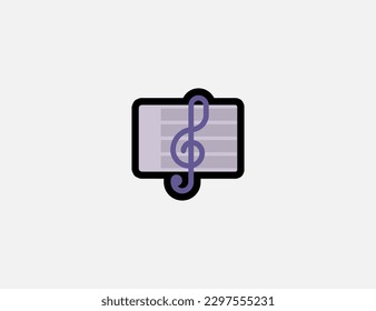 Musical score vector icon. Emoji illustration. Isolated musical clef note vector emoticon