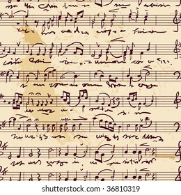 Musical Score(seamless,vector) The Old Musical Musical Score Written Manually