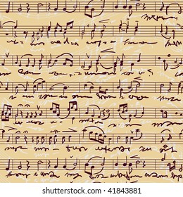 Musical Score(seamless,vector) The Old Musical Musical Score Written Manually