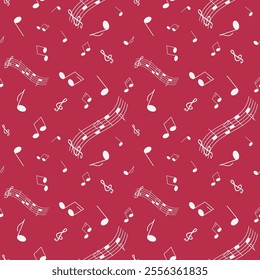 Musical seamless pattern. Endless pattern with notes. Musical symbols printable pattern