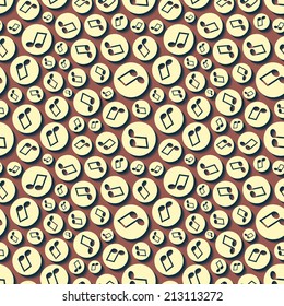 Musical seamless pattern with music notes. Abstract repeating background. Vector illustration. Wallpaper.