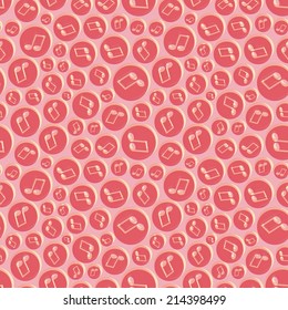 Musical seamless pattern with music notes. Abstract repeating background. Vector illustration. Wallpaper.