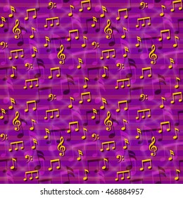 Musical seamless pattern with notes.