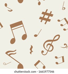 Musical sheet - Vector background (seamless pattern) of silhouettes note for graphic design