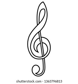 Musical sign treble clef, vector calligraphy treble clef