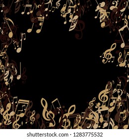 Musical Signs. Abstract Background with Notes, Bass and Treble Clefs. Vector Element for Musical Poster, Banner, Advertising, Card. Minimalistic Simple Background.