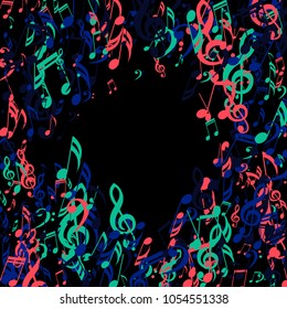 Musical Signs. Creative Background with Notes, Bass and Treble Clefs. Vector Element for Musical Poster, Banner, Advertising, Card. Minimalistic Simple Background.