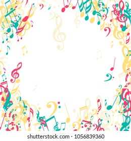 Musical Signs. Creative Background with Notes, Bass and Treble Clefs. Vector Element for Musical Poster, Banner, Advertising, Card. Minimalistic Simple Background.