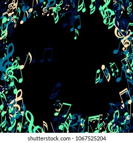 Musical Signs. Creative Background with Notes, Bass and Treble Clefs. Vector Element for Musical Poster, Banner, Advertising, Card. Minimalistic Simple Background.